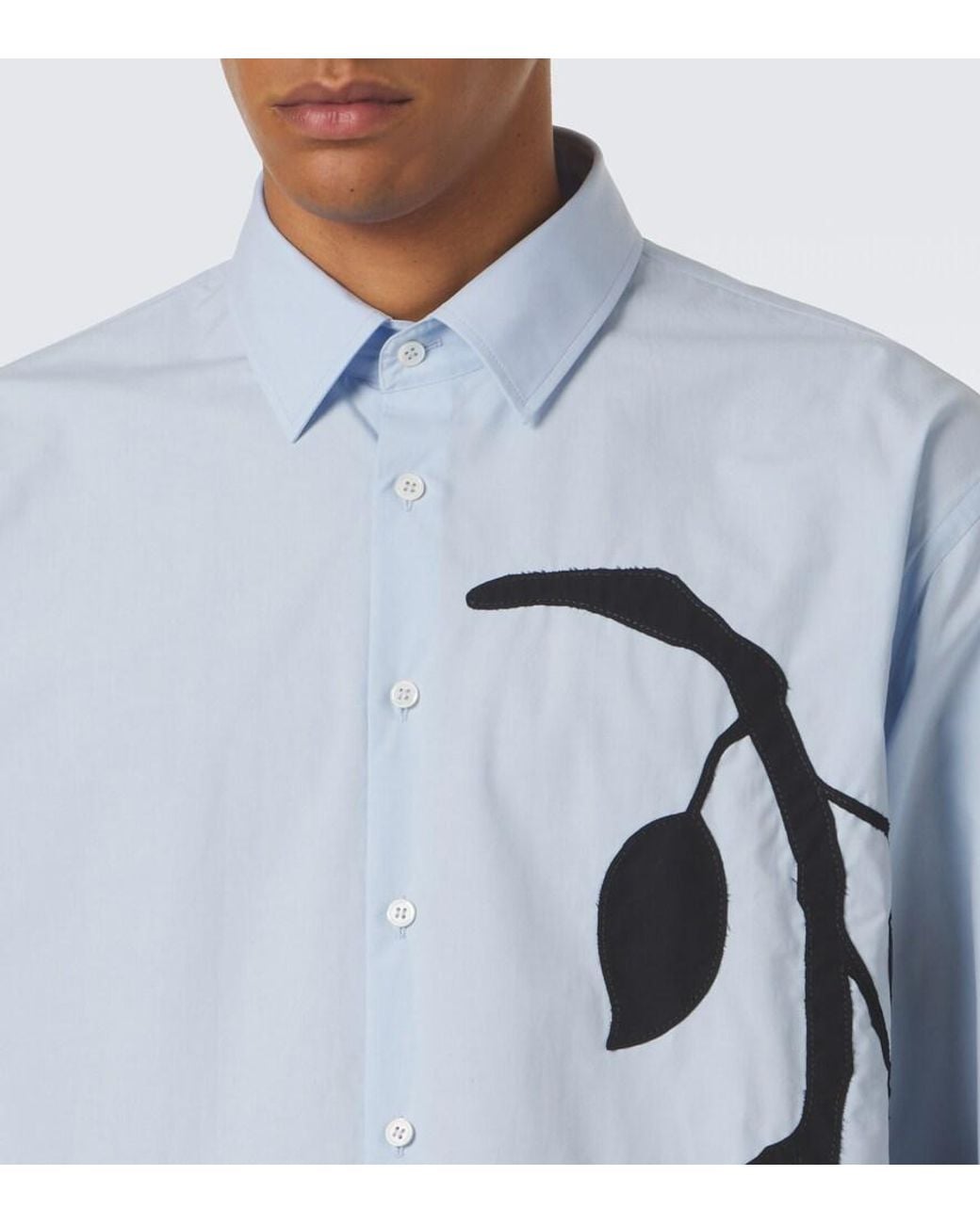 J.W. Anderson Blue Applique Cotton Poplin Shirt for men
