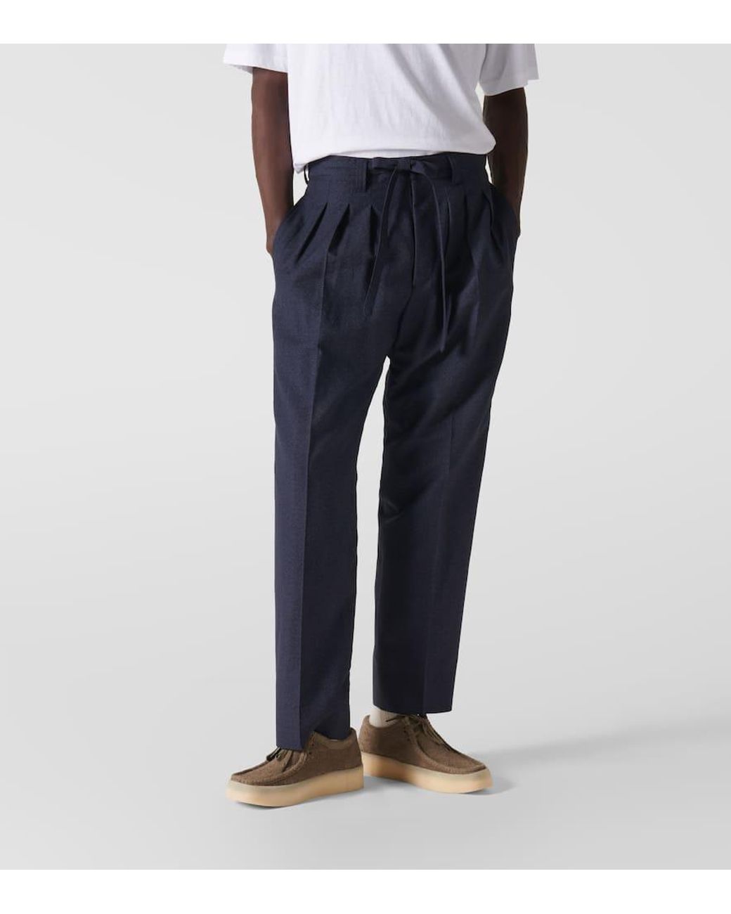 Visvim Hakama Wool, Linen, And Silk Straight Pants in Blue for Men