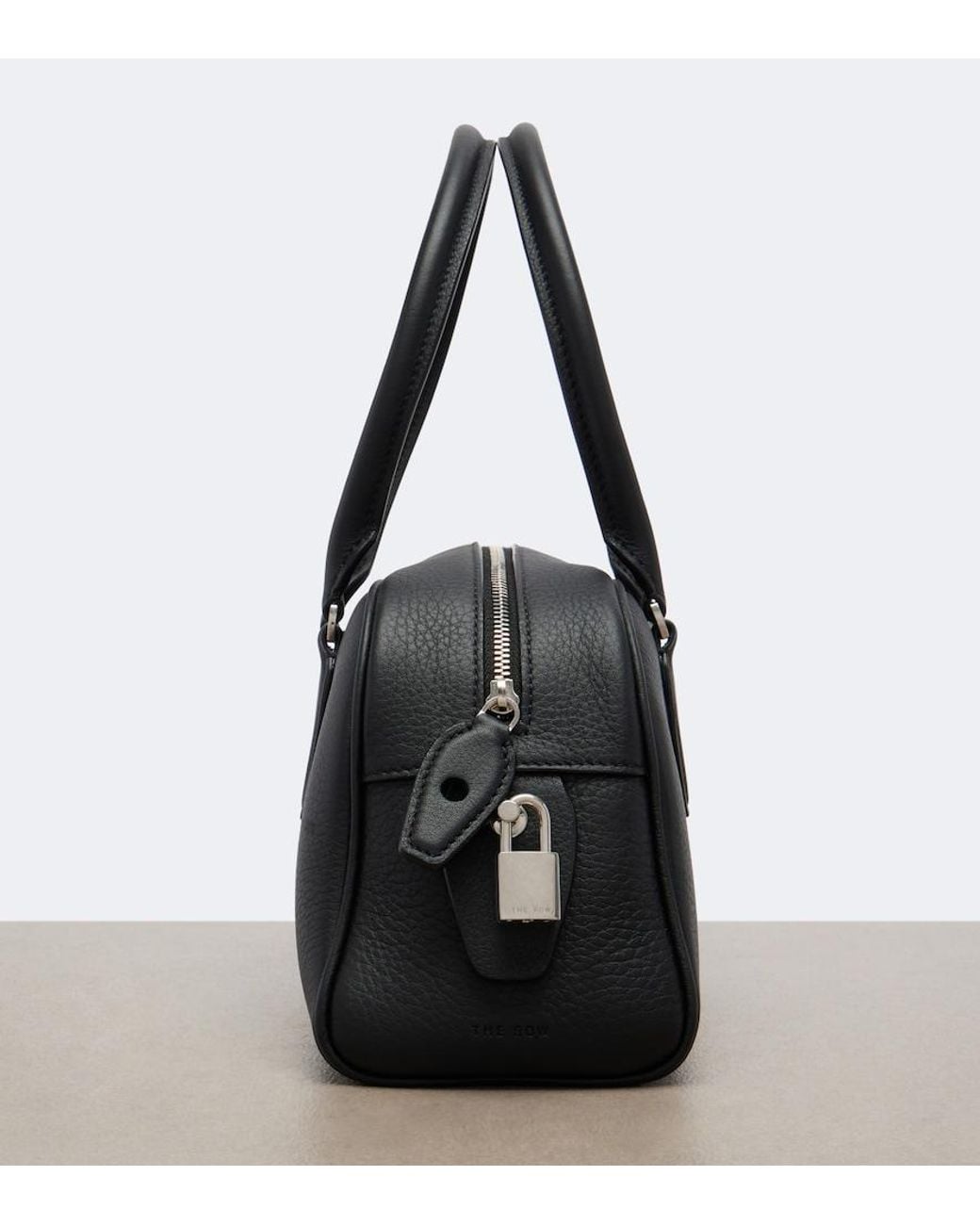 The Row Black India E/W Small Leather Bowling Bag