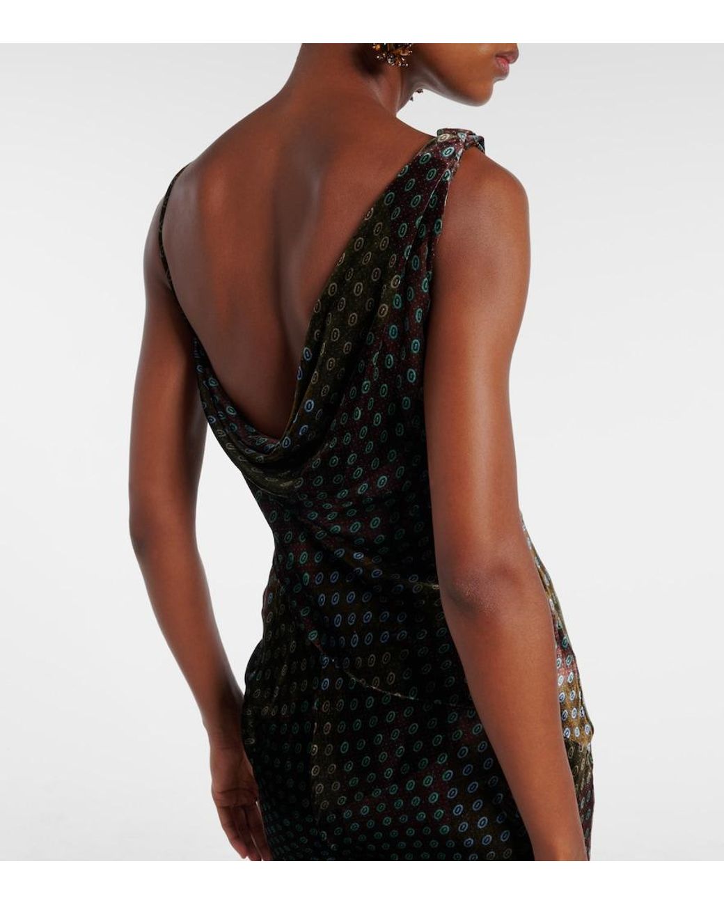 Dries Van Noten Black Asymmetric Printed Gown