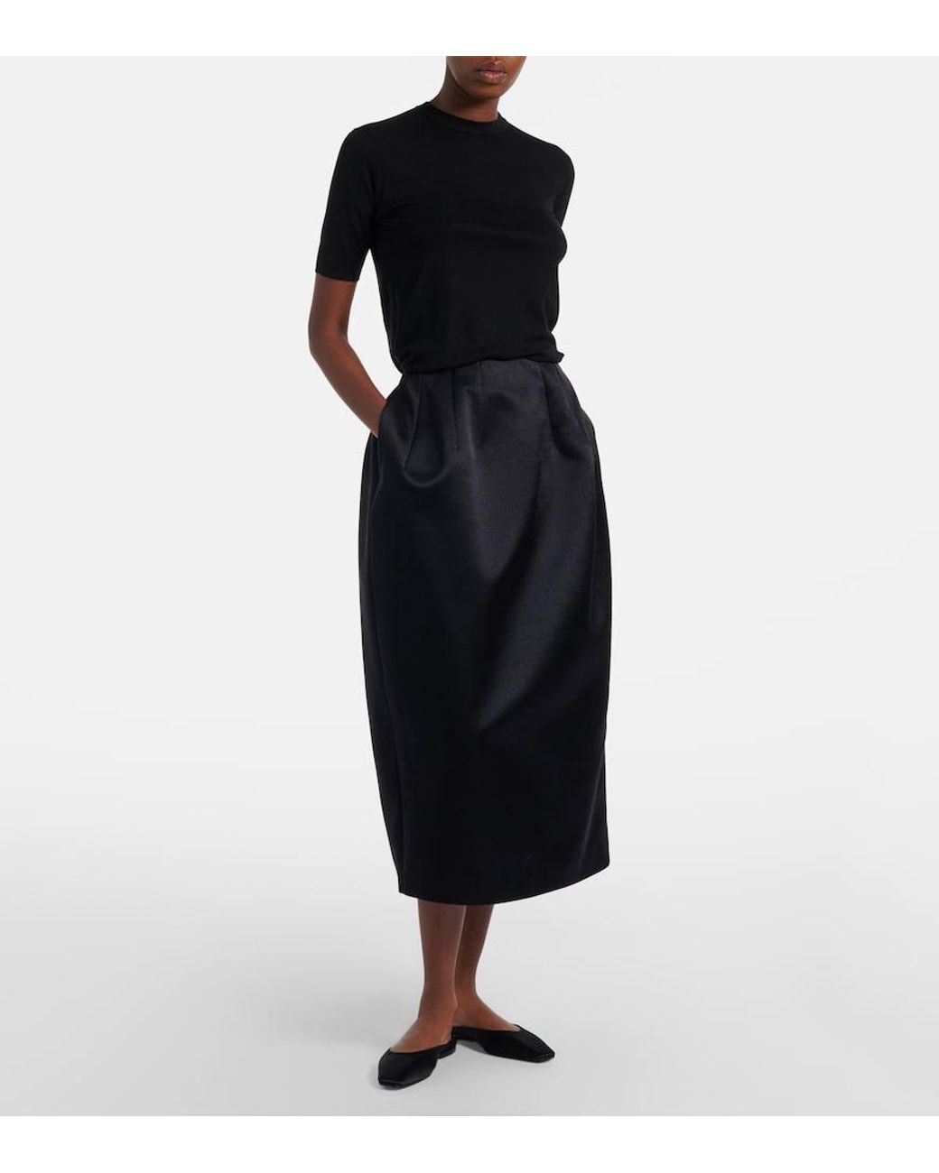 The Row Black June Satin Mules