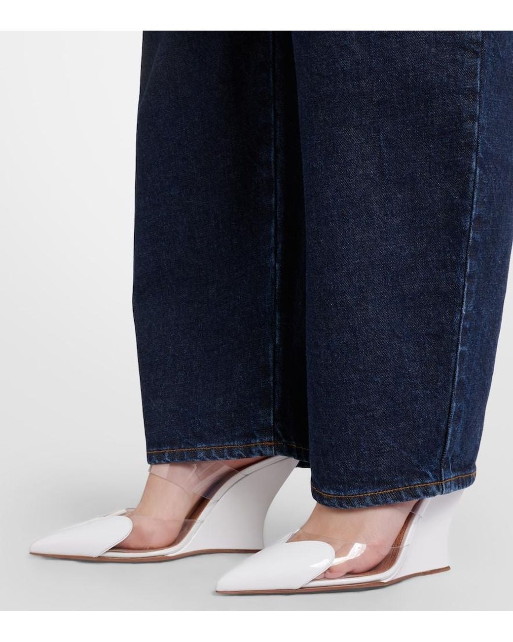 Alaïa White Le Cour 90 Leather And Pu Wedge Mules