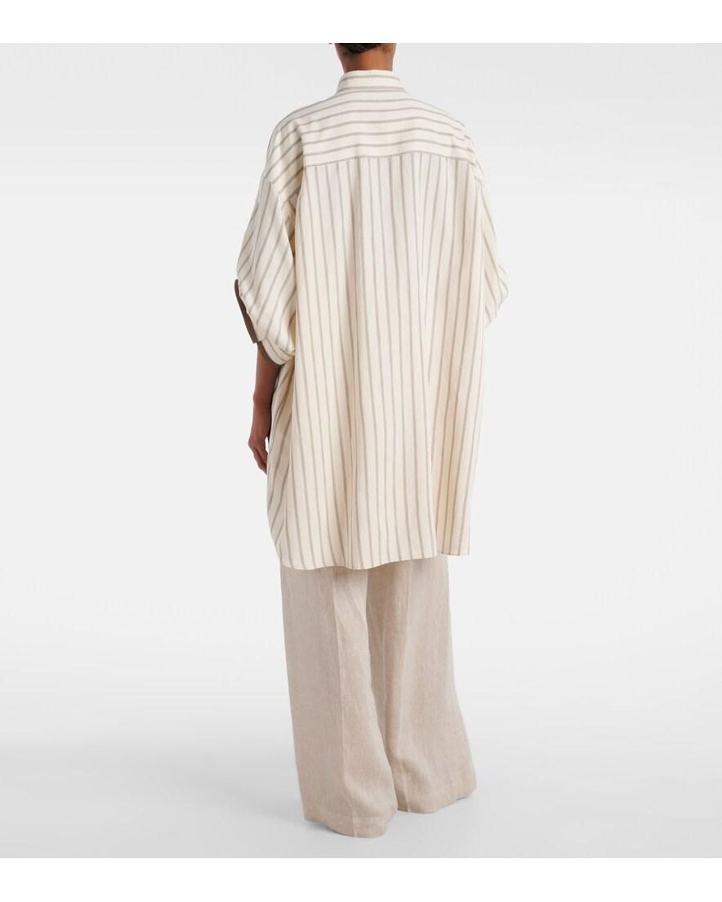 Brunello Cucinelli White Silk-Blend Shirt