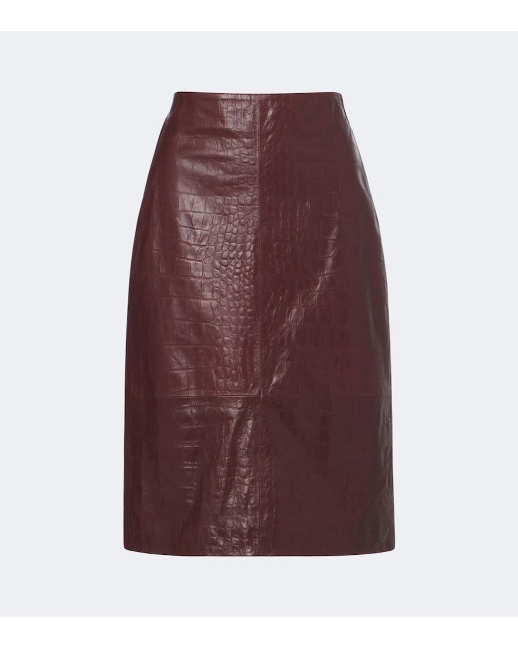 Arma Purple Nathaly Croc-Effect Leather Midi Skirt