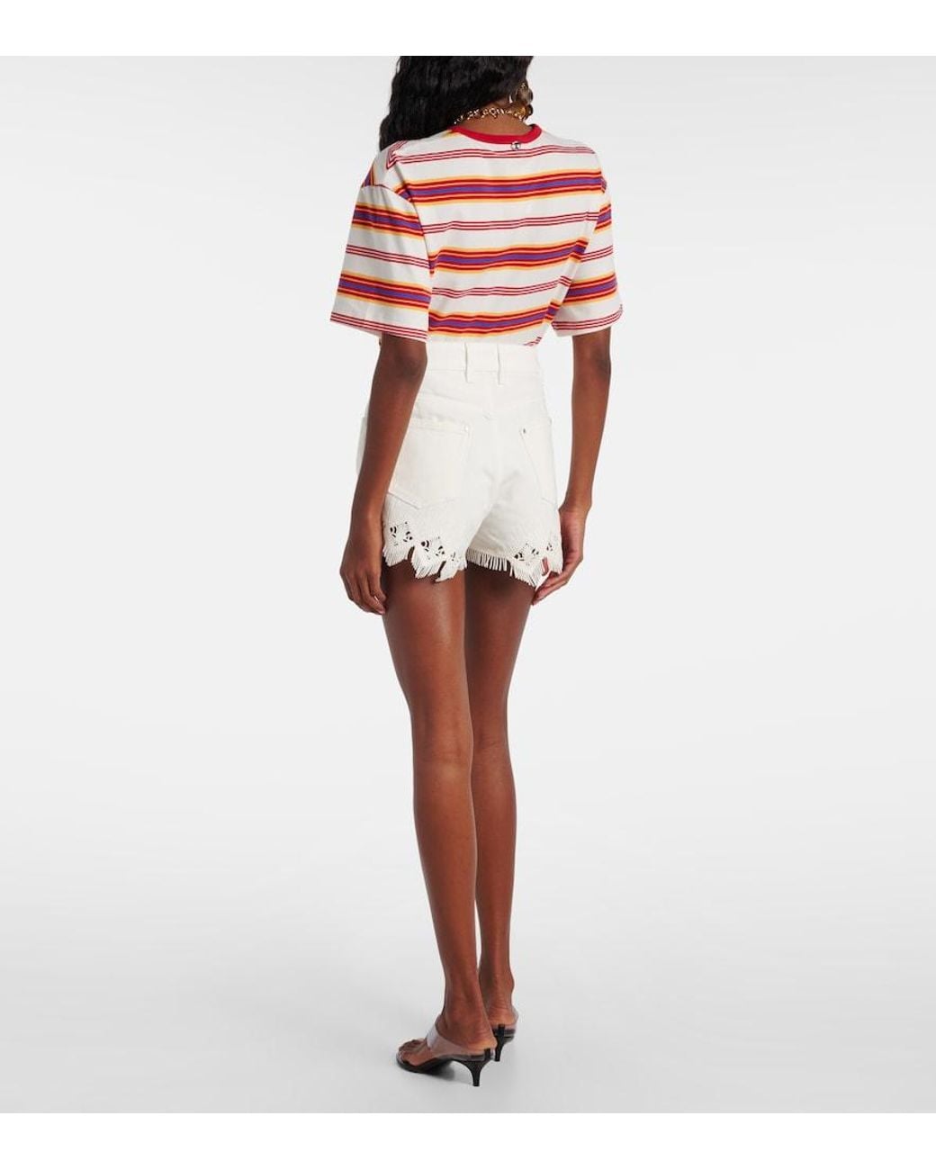 Shorts De Algodon Con Macrame Rabanne de color White