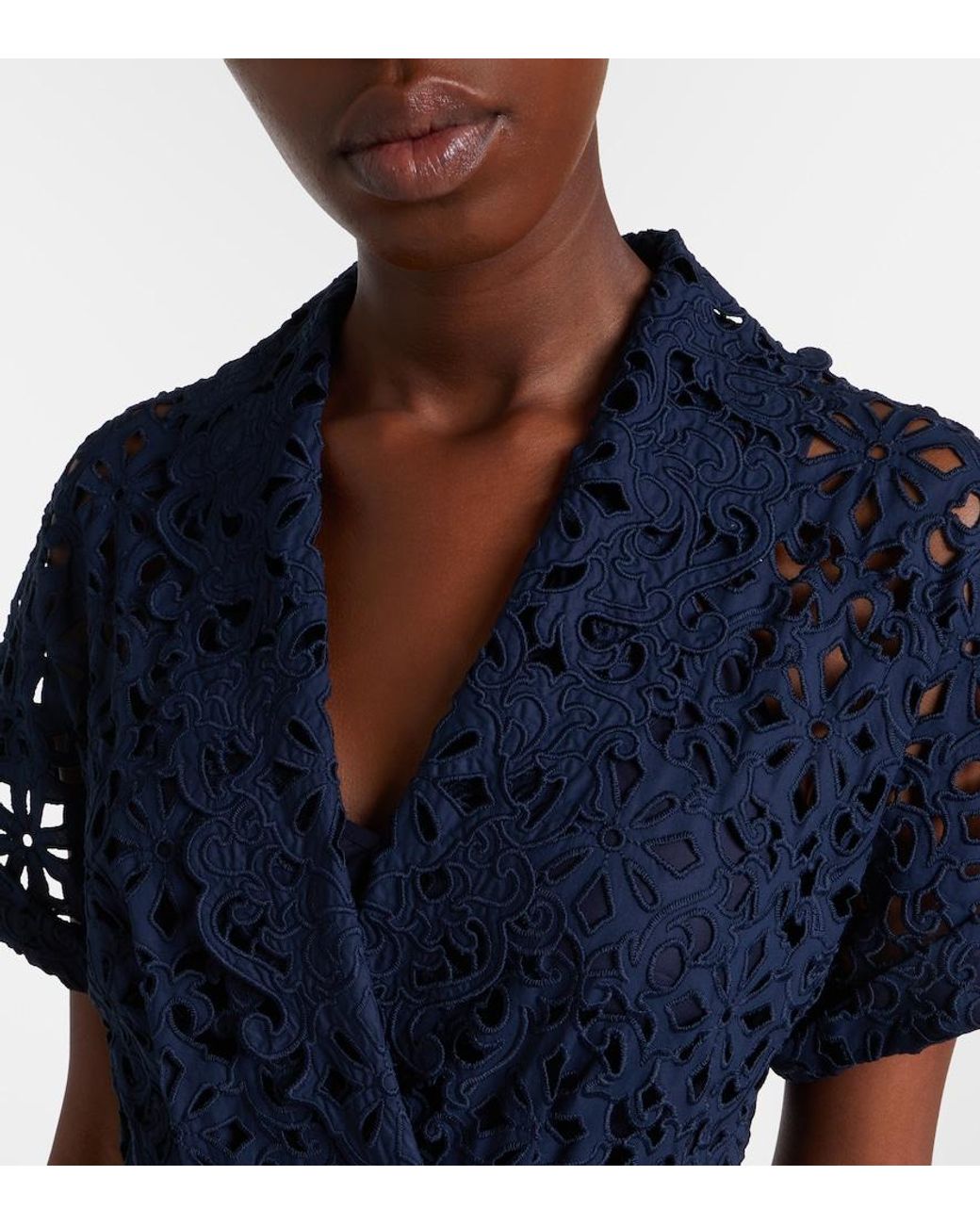 Rebecca Vallance Blue Antalya Broderie Anglaise Midi Dress