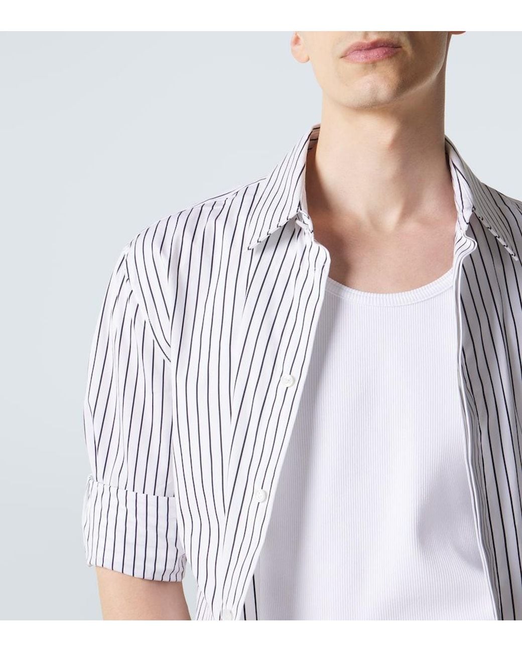 Bottega Veneta White Classic Round Neck Dry Cotton Top for men
