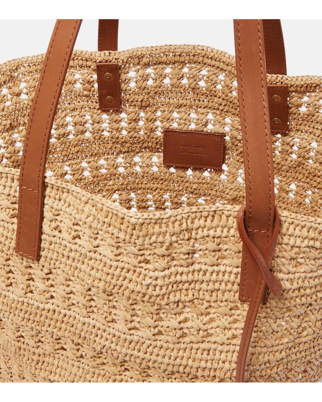 Saint Laurent Natural Panier Medium Raffia Basket Bag