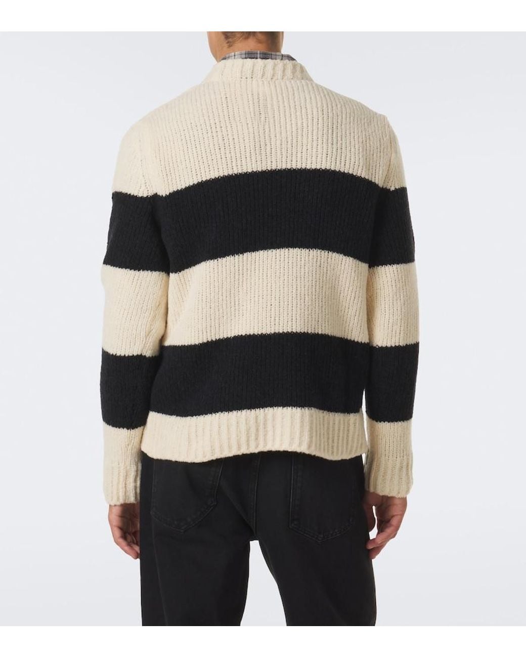 Moncler Black Striped Wool-Blend Sweater for men