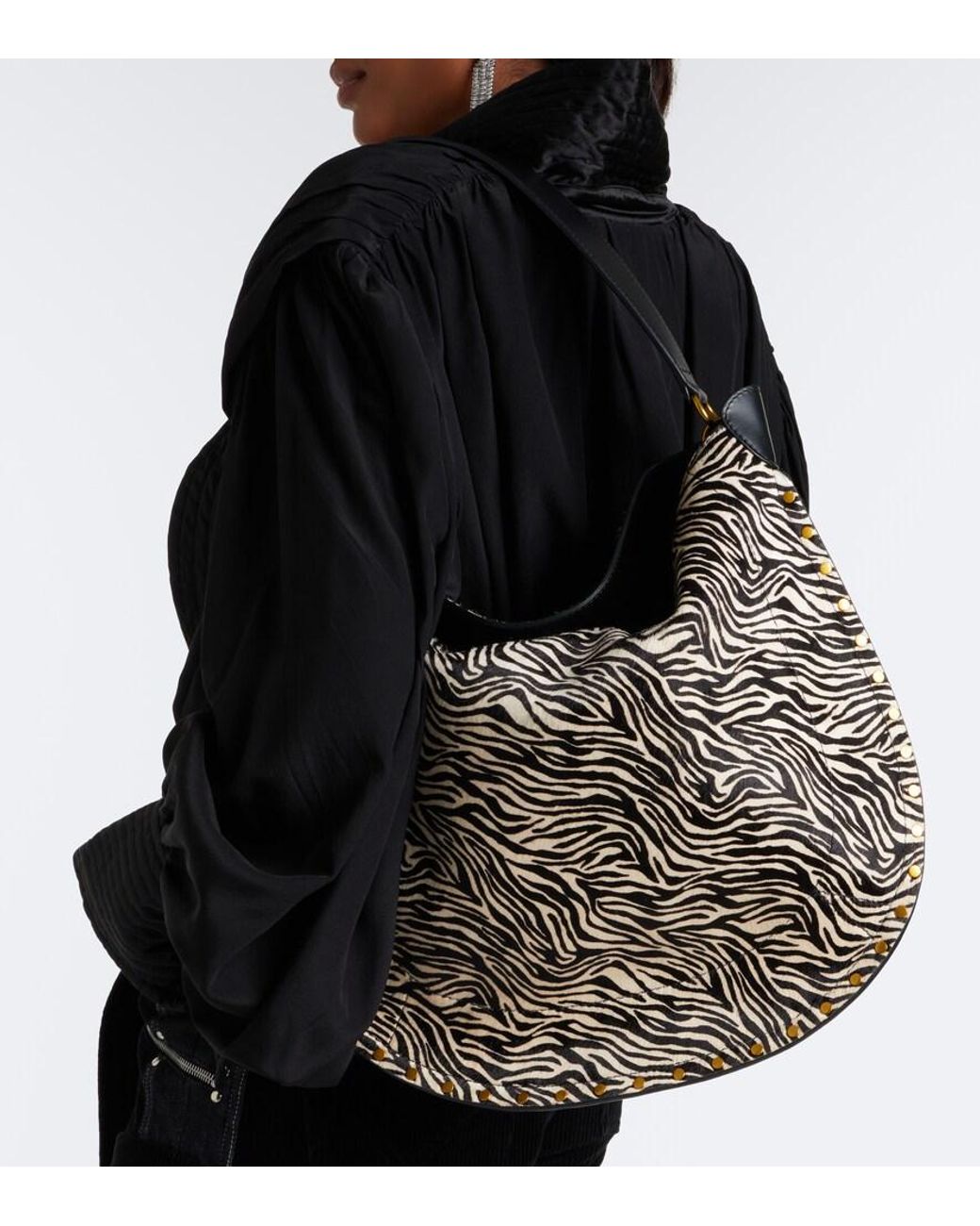 Isabel Marant Gray Oskan Large Calf Hair Shoulder Bag
