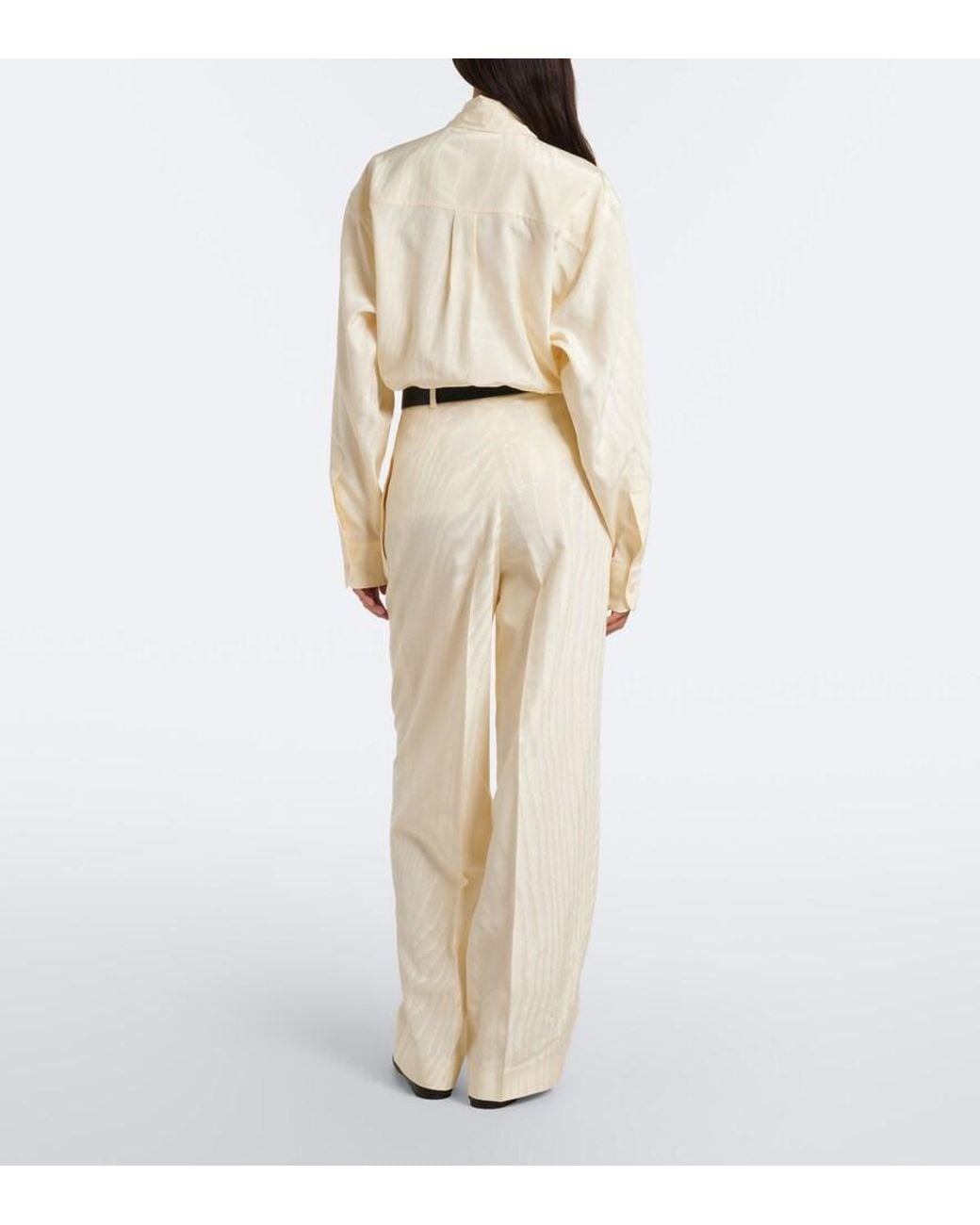 Stella McCartney White Pleated Moire Pants