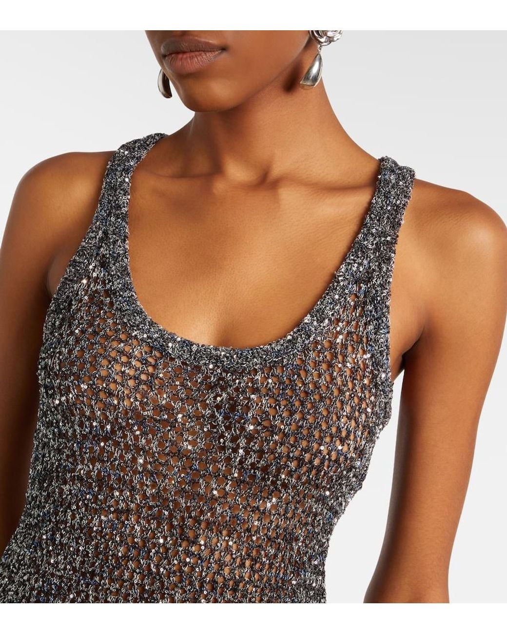 Missoni Black Sequined Knitted Tank Top