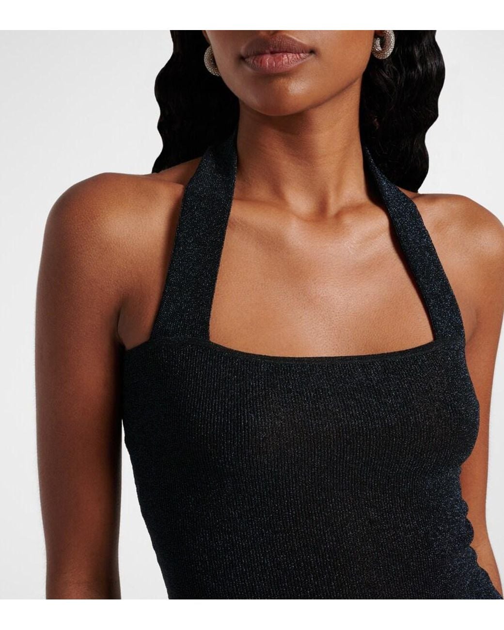 AYA MUSE Black Gathered Lame Minidress