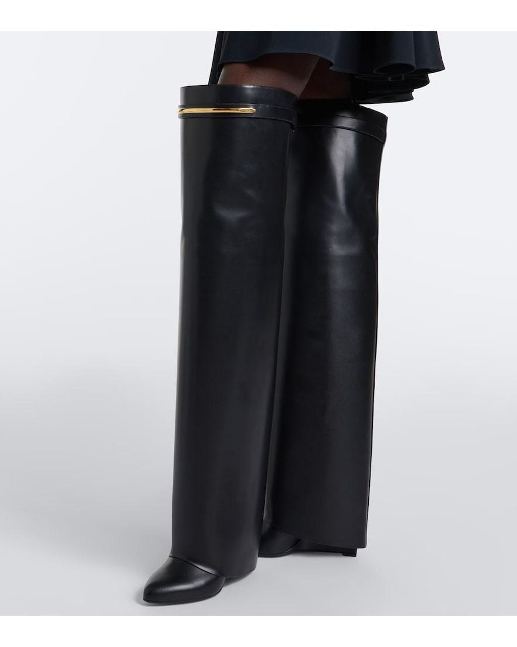 Givenchy Black Shark Pinch Leather Over-The-Knee Boots