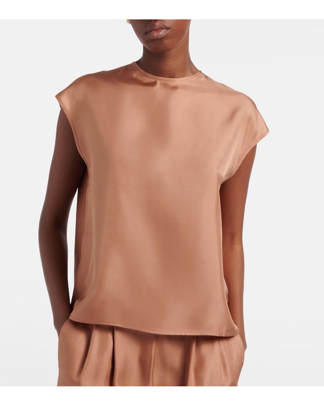 Asceno Natural Dasha Silk Twill Top