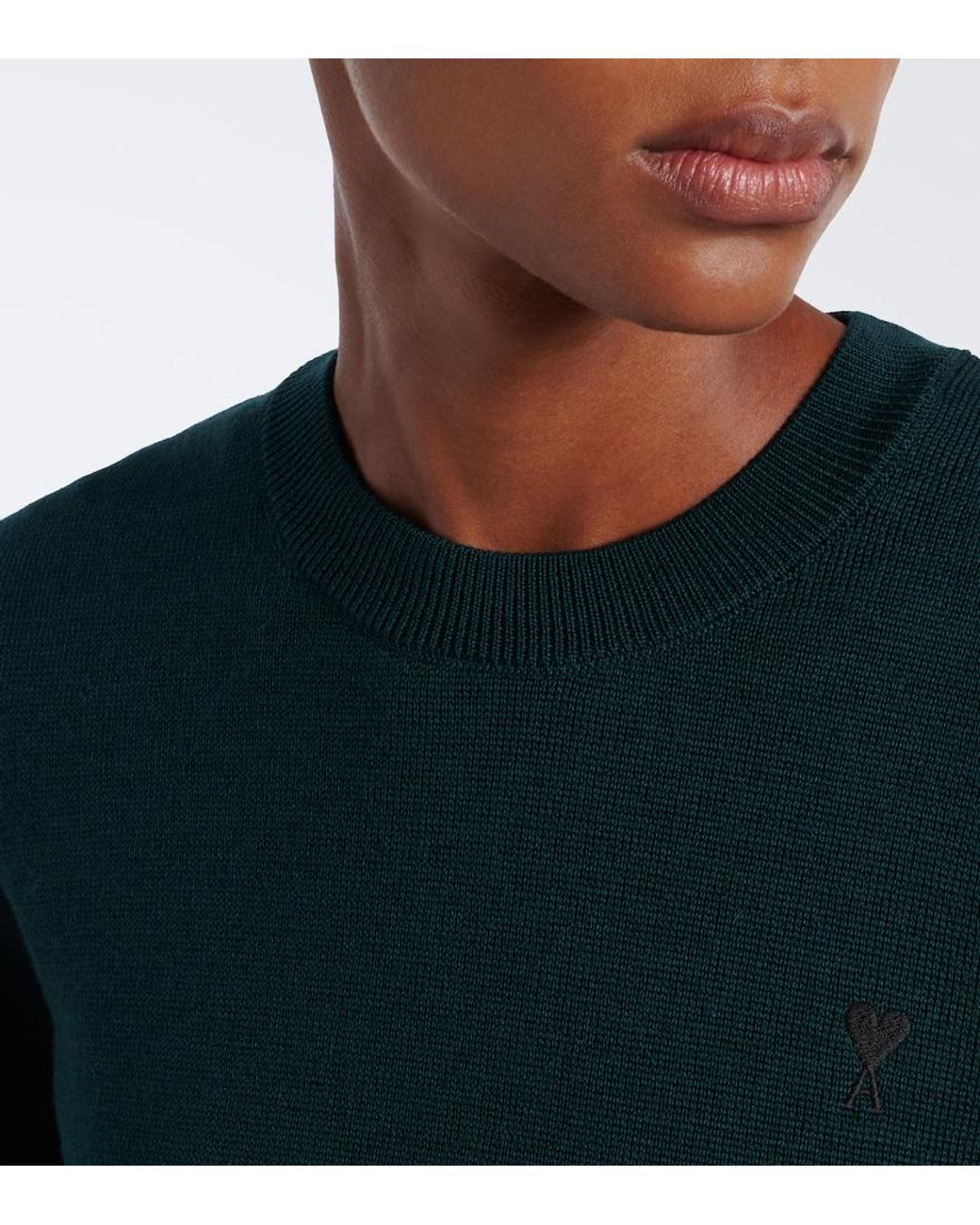 AMI Green Ami De Coeur Virgin Wool Sweater