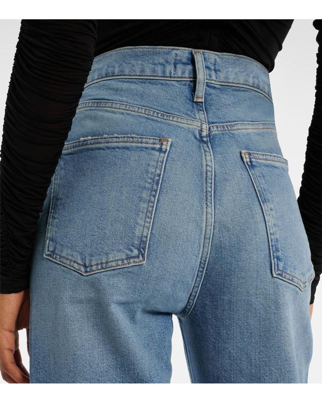 Agolde Blue Stovepipe High-Rise Straight Jeans