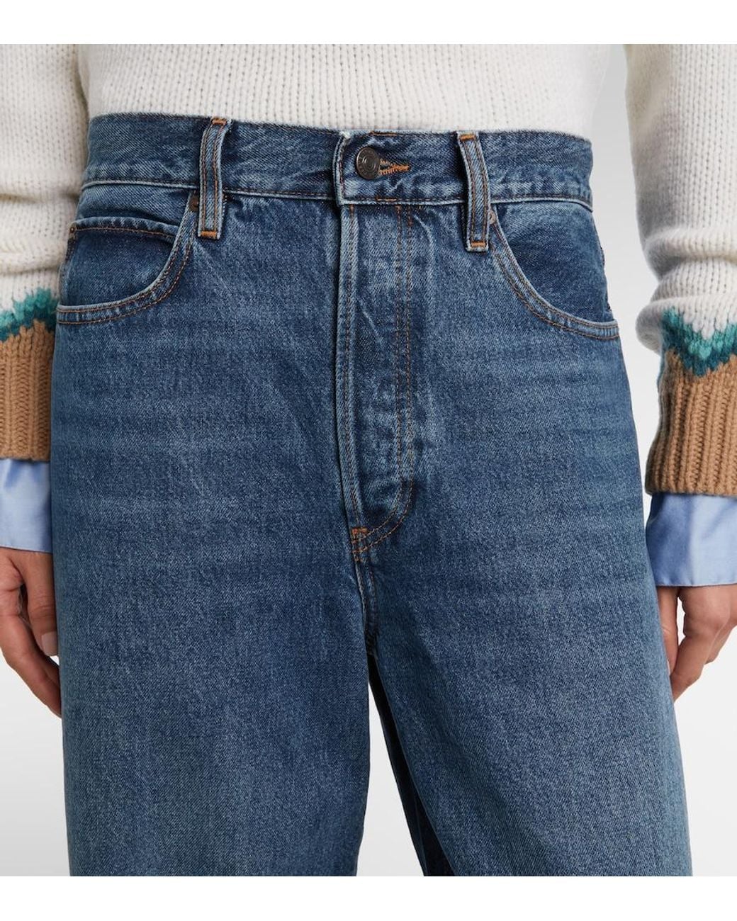 FRAME Blue X Amelia Detour High-Rise Wide-Leg Jeans