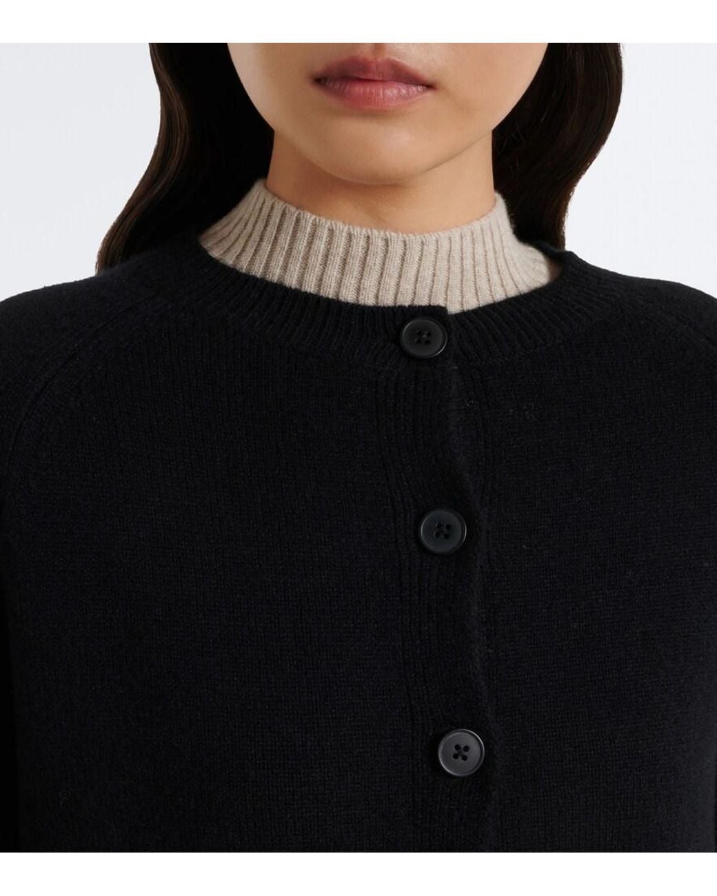 Loulou de Saison Black Heike Cropped Cashmere Cardigan