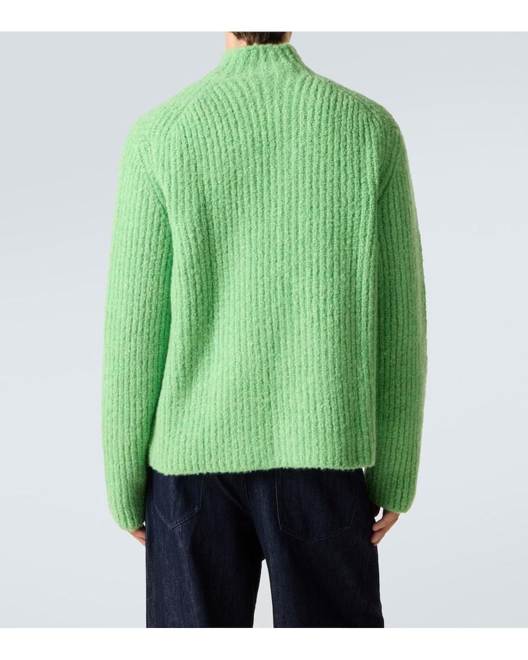 God's True Cashmere Green Ribbed-Knit Cashmere Boucle Cardigan for men