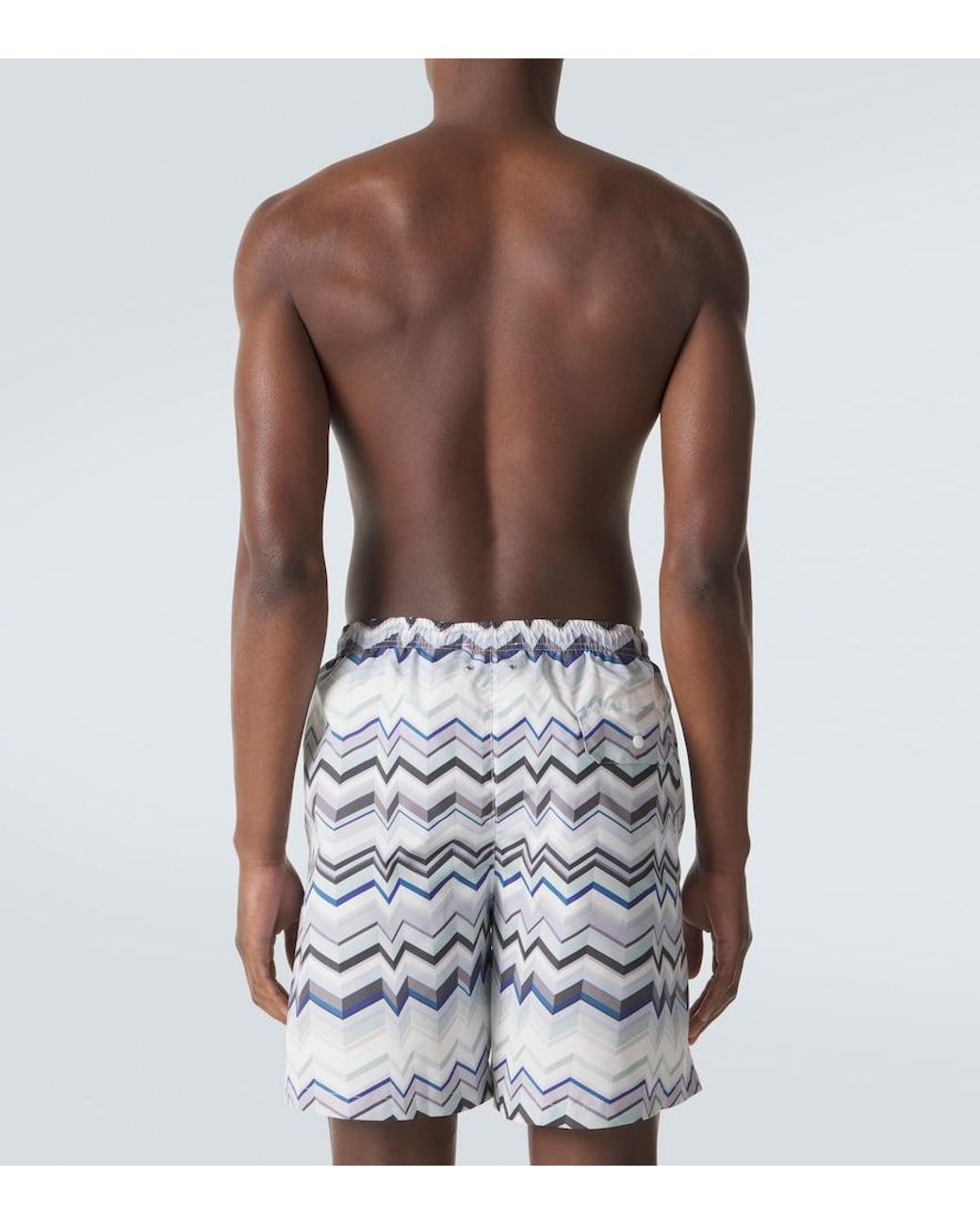 Missoni White Zigzag Swim Trunks for men