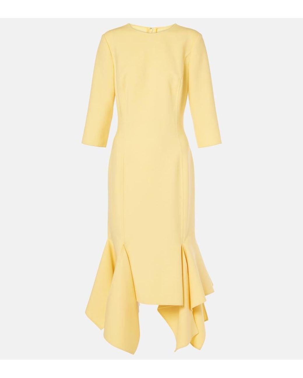 Oscar de la Renta Yellow Wool-Blend Midi Dress