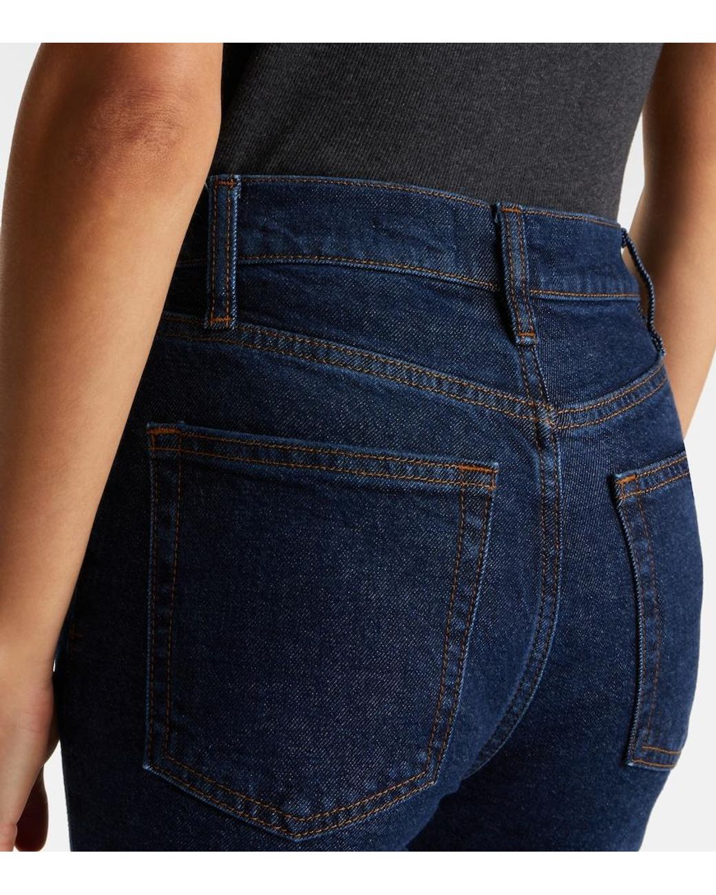 FRAME Blue Arrow High-Rise Bootcut Jeans