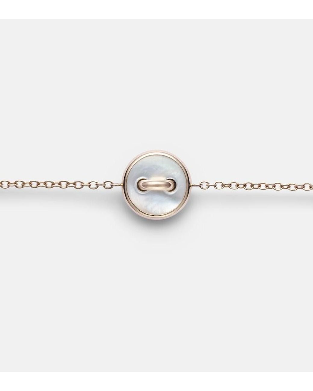 Pomellato Metallic Pom Pom Dot 18Kt Rose Chain Bracelet With Diamonds And Mother Of Pearl