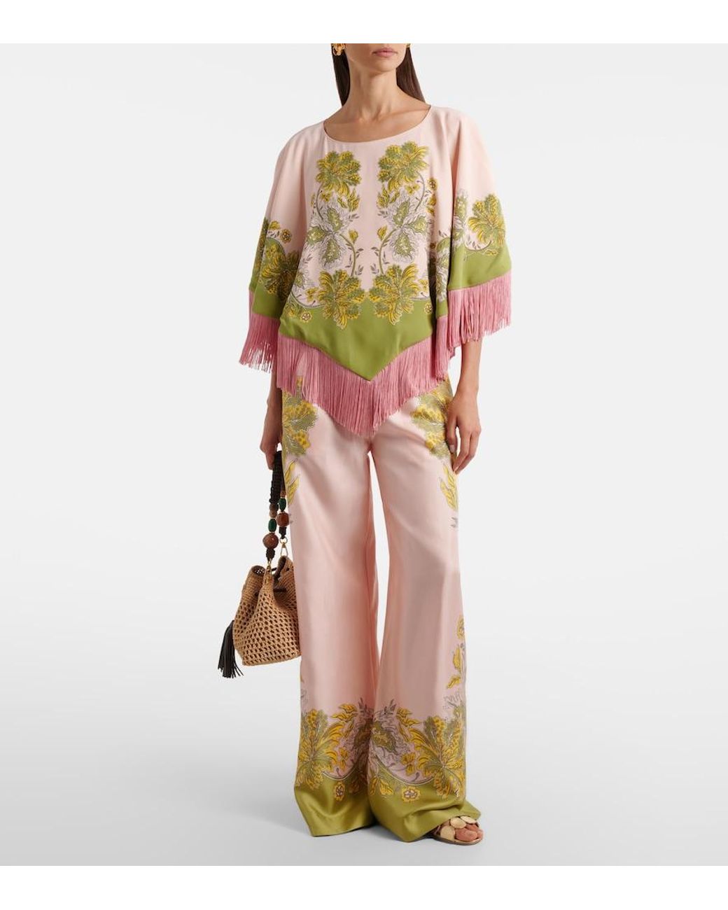LaDoubleJ Multicolor Swathe Placee Reversible Satin Poncho