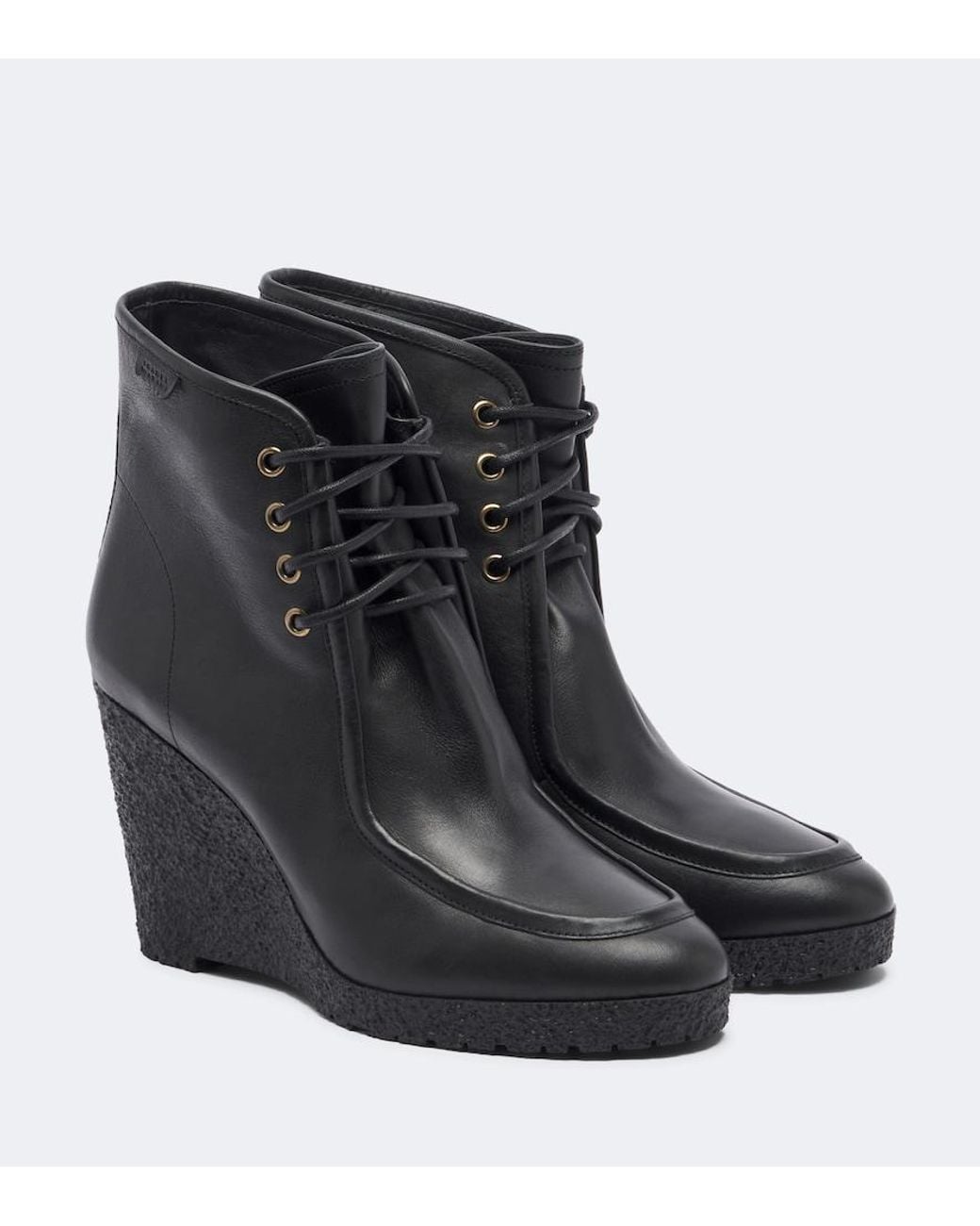 Isabel Marant Black Cylia Leather Wedge Ankle Boots