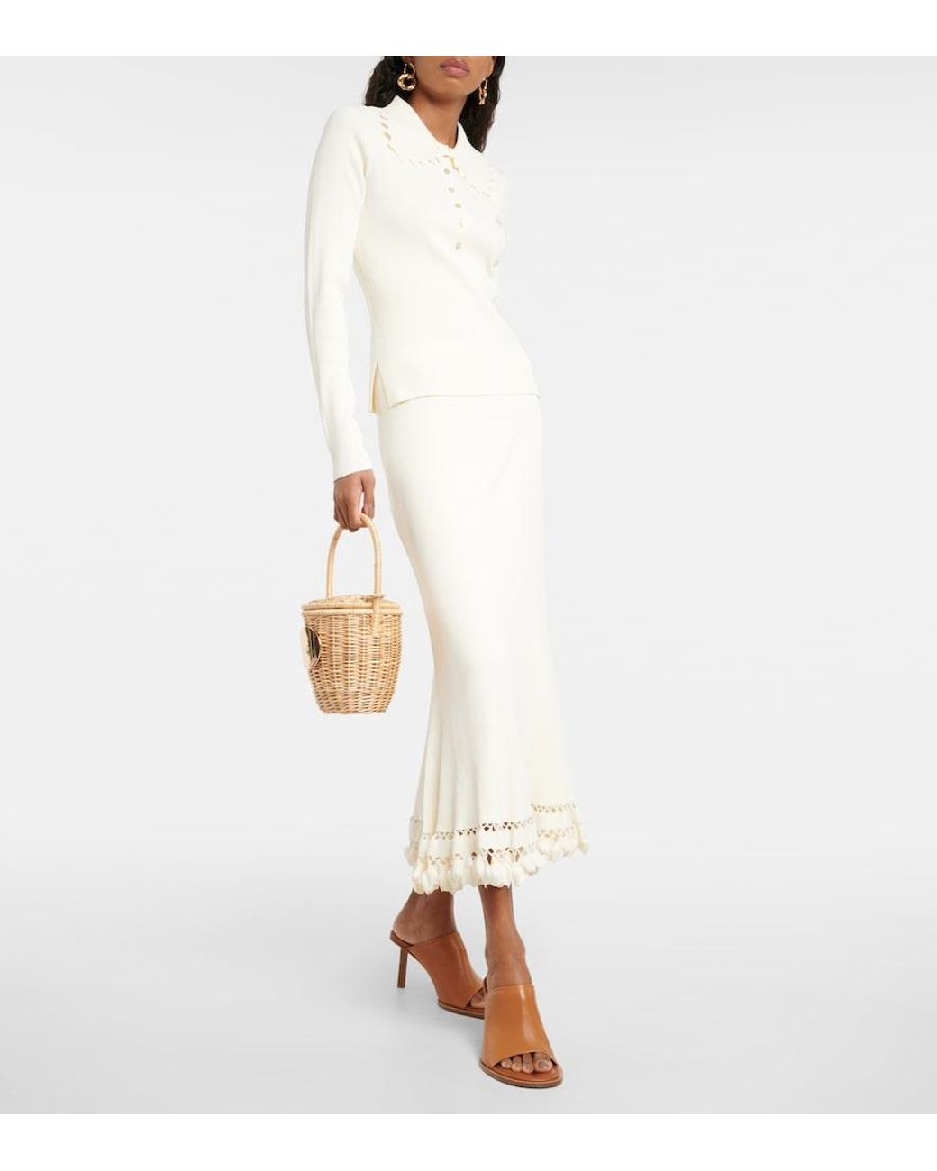 Ulla Johnson Natural Ayla Ribbed-Knit Maxi Skirt