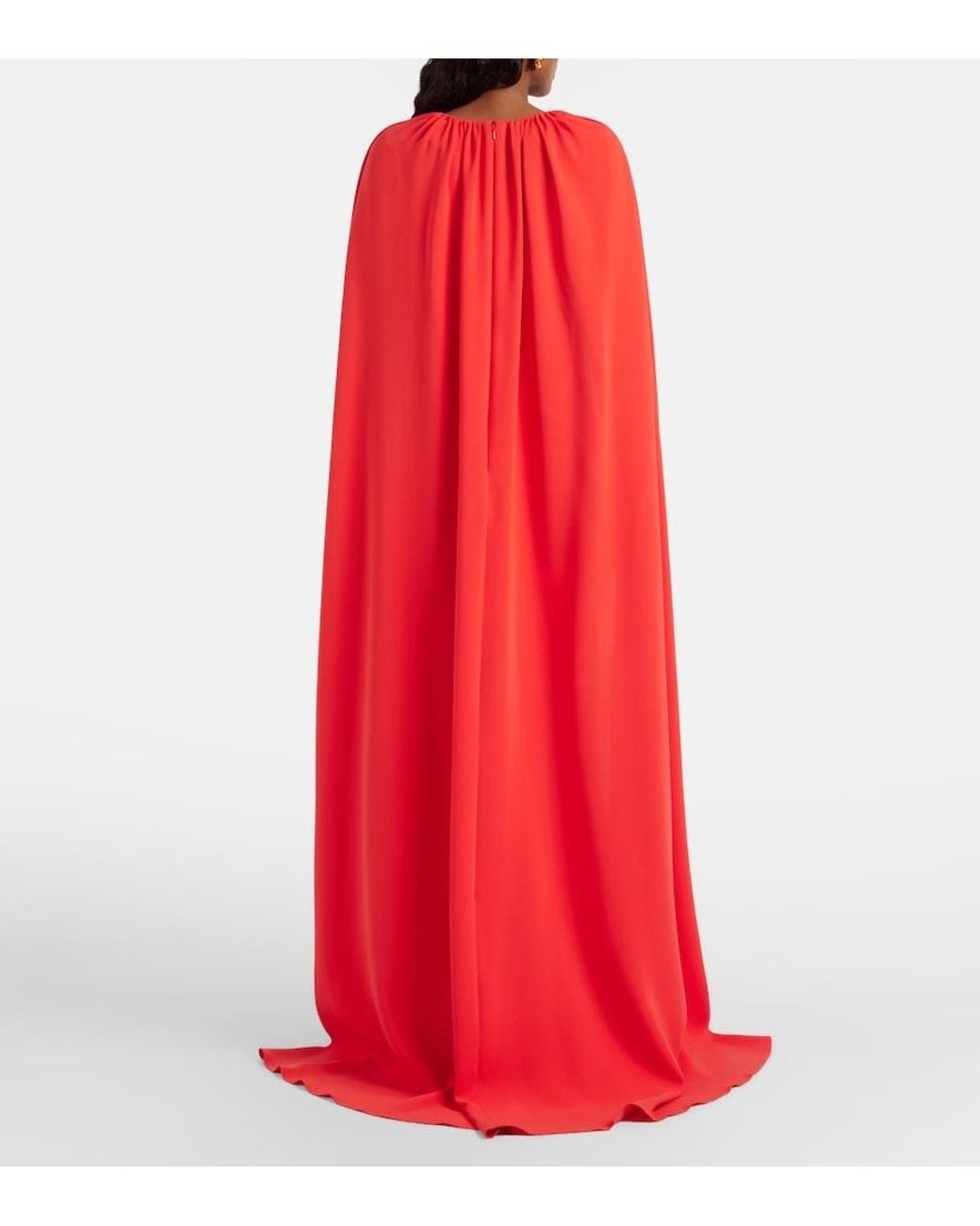 Oscar de la Renta Red Cyclamen Silk-Blend Georgette Kaftan