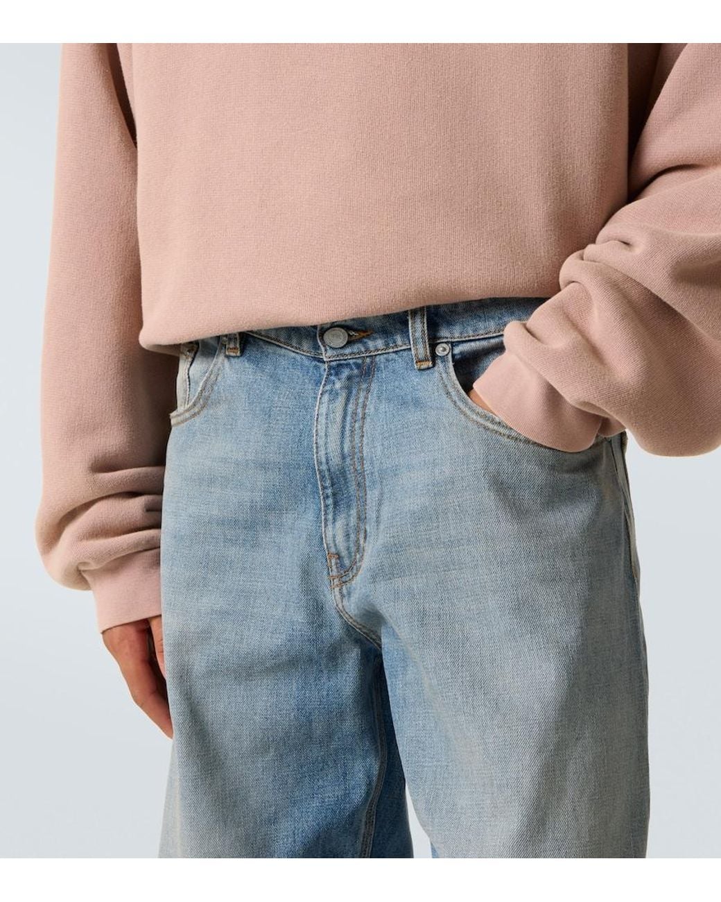 ERL Blue Mid-Rise Straight Jeans for men