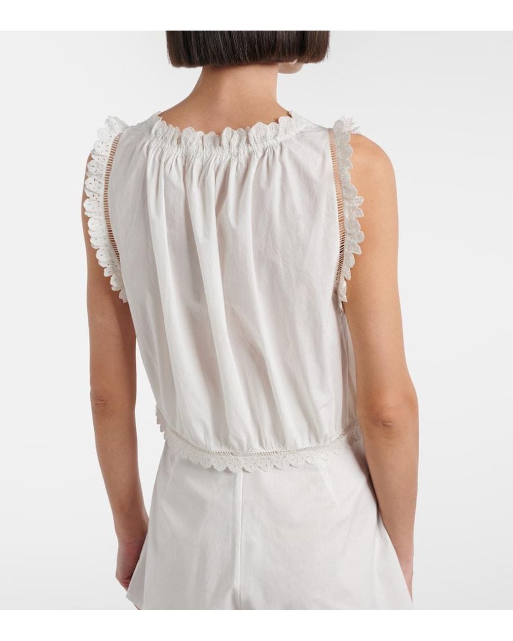 Doen White Traveler Embroidered Cotton Top