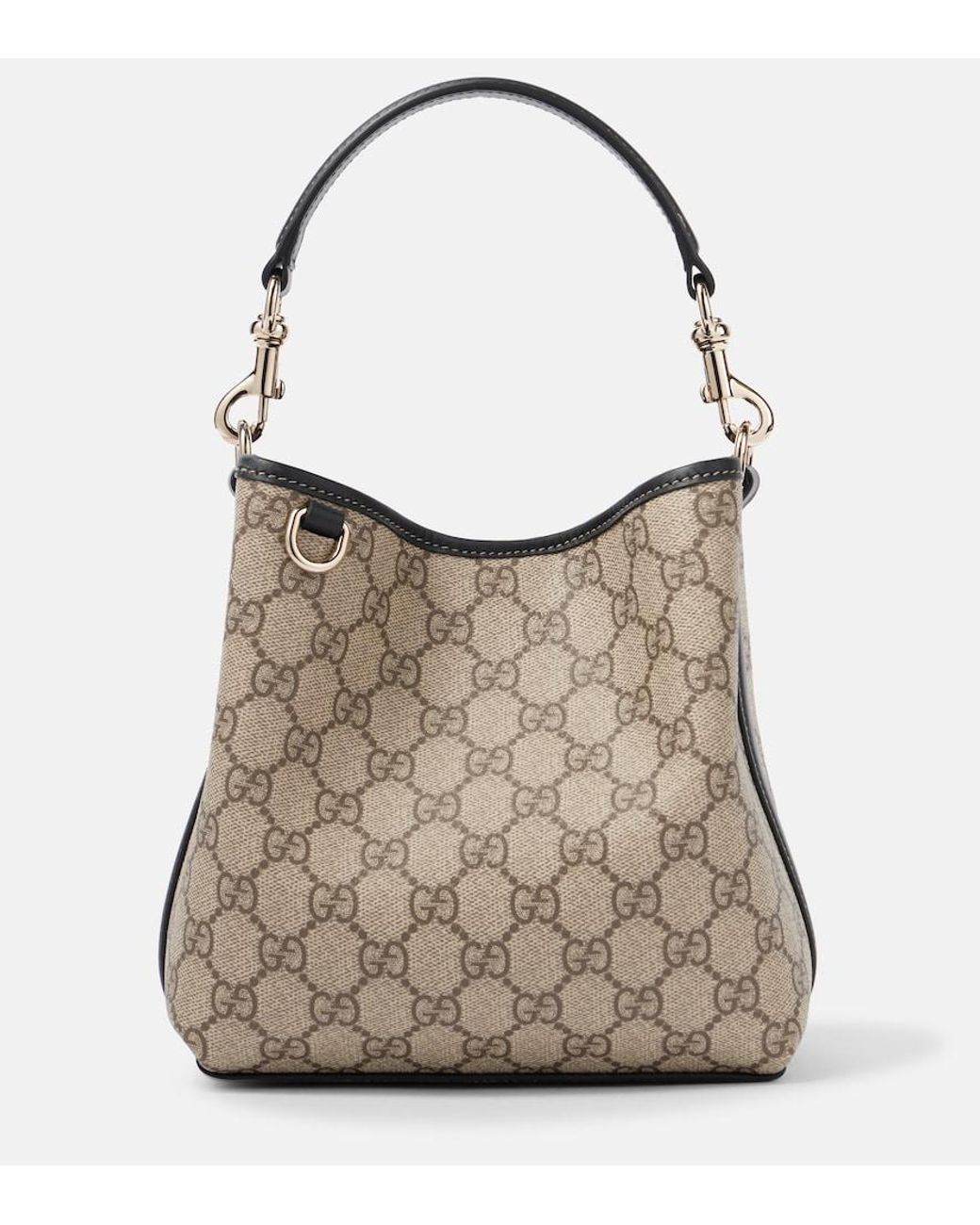Gucci Brown Gg Canvas Leather-Trimmed Tote Bag
