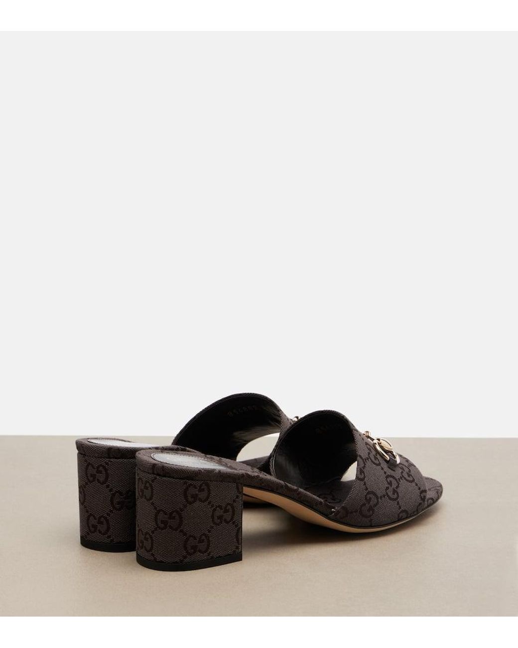 Gucci Black Pantoletten Horsebit Gg Aus Canvas