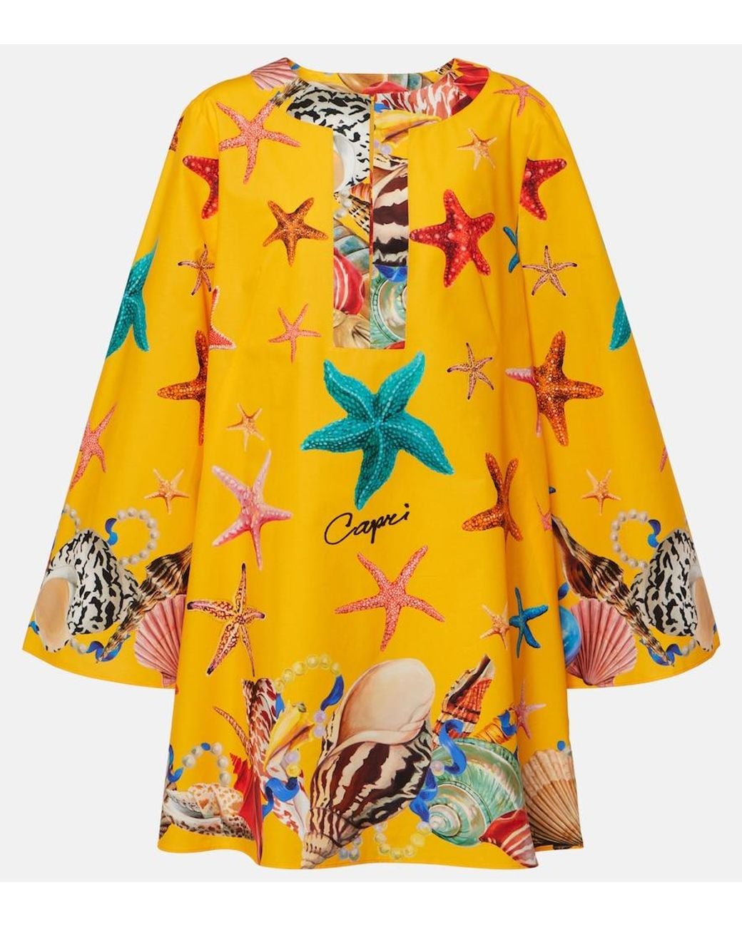 Dolce & Gabbana Yellow Capri Printed Cotton Tunic