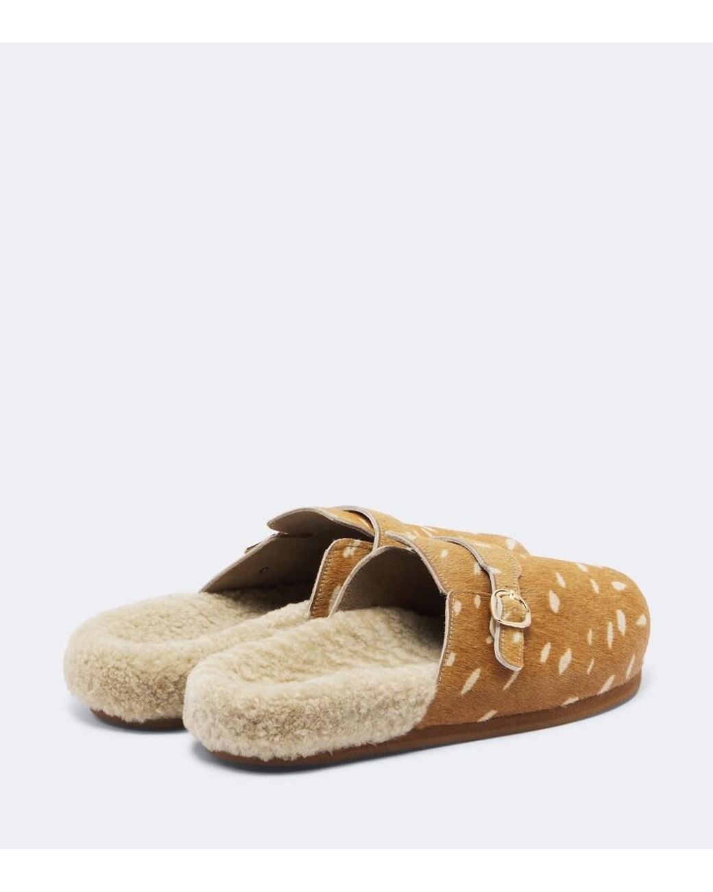Ancient Greek Sandals Natural Vasilitsa Shearling-Trimmed Calf Hair Clogs