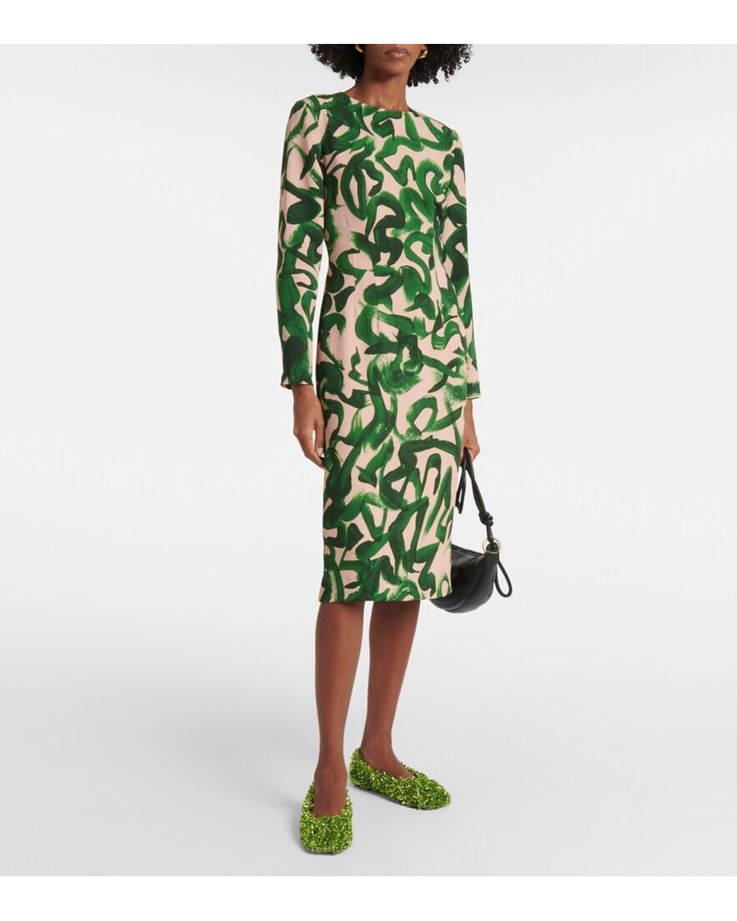 Dries Van Noten Green Glove Glitter Ballet Flats