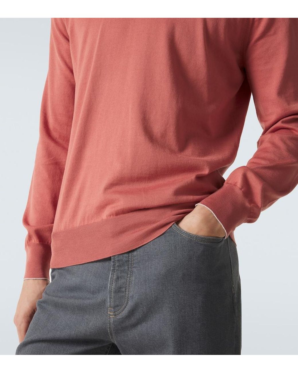 Brunello Cucinelli Pink Cotton Sweater for men
