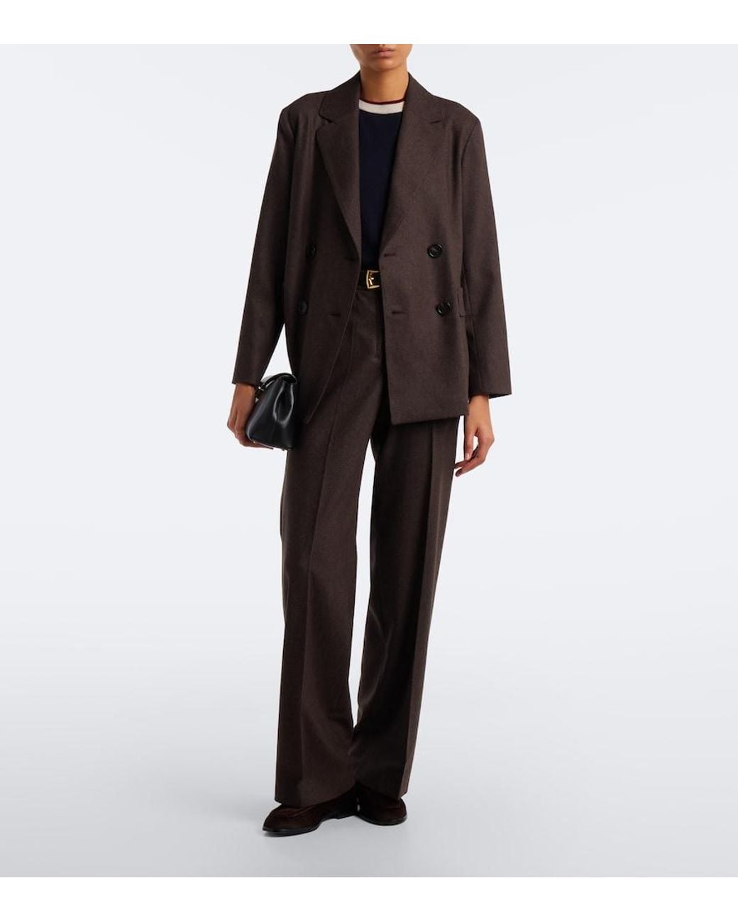 Max Mara Brown Double-Breasted Wool Blazer