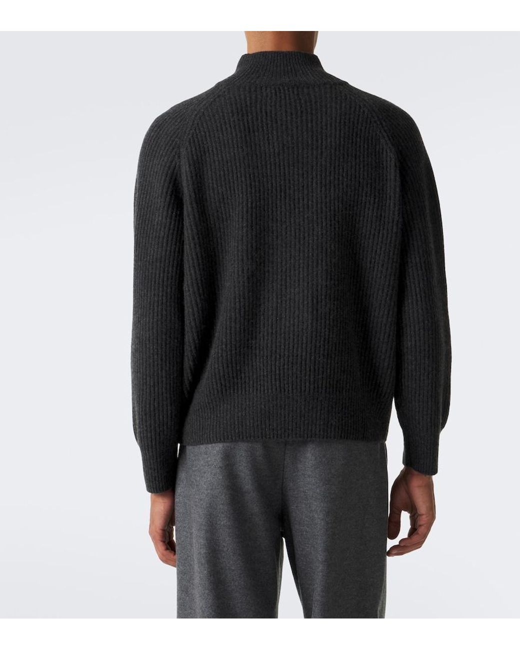 LeKasha Black Ribbed-Knit Cashmere Sweater for men