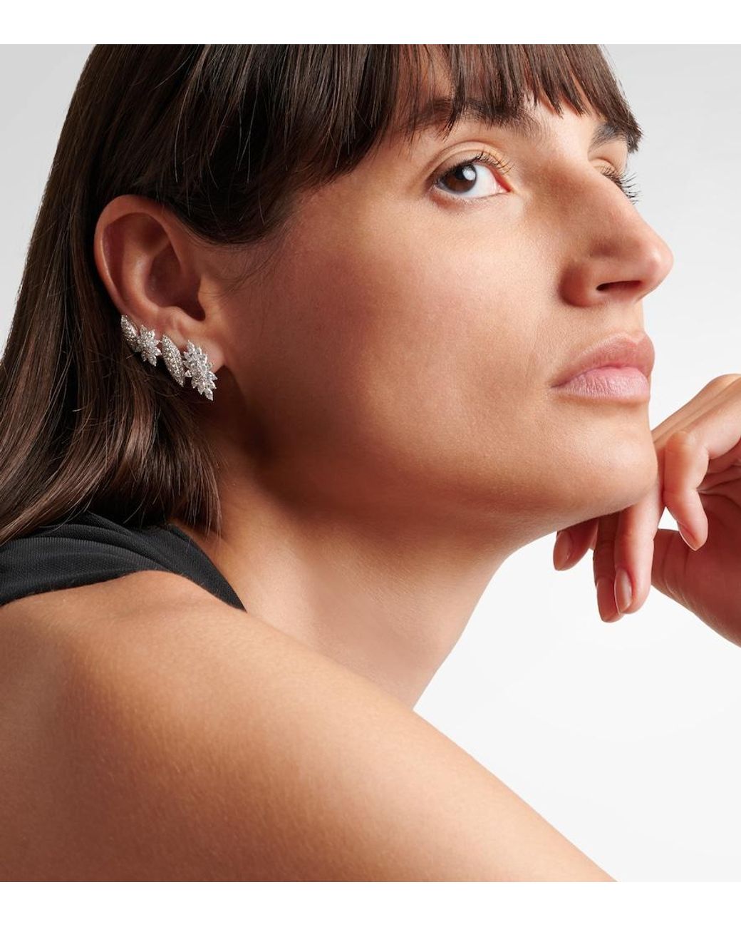 YEPREM Metallic Y-Couture 18Kt Earrings With Diamonds