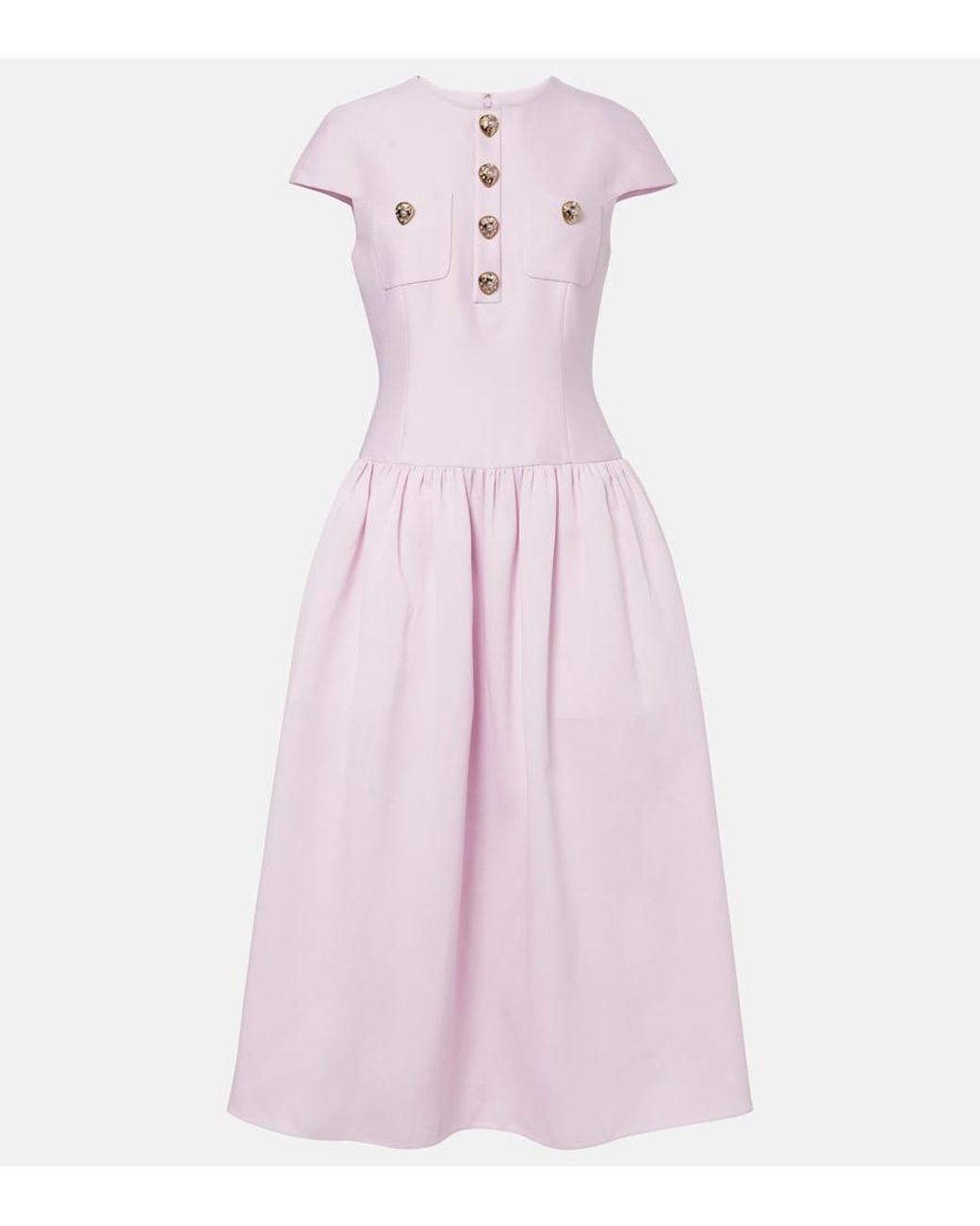 Self-Portrait Pink Taffeta Midi Dress