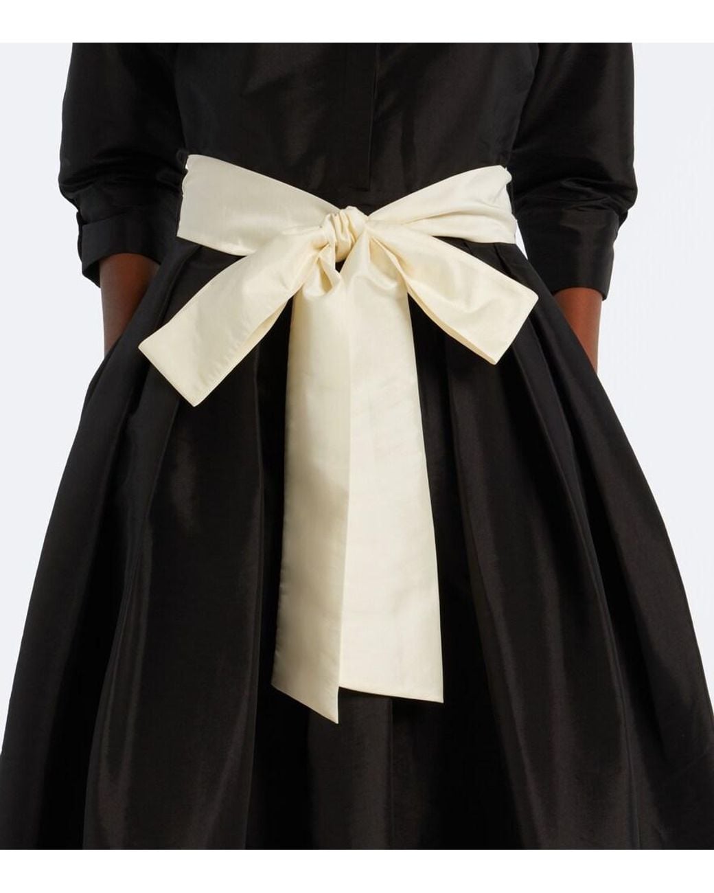 Jonathan Simkhai Black Julisse Bow-Detail Pleated Taffeta Gown