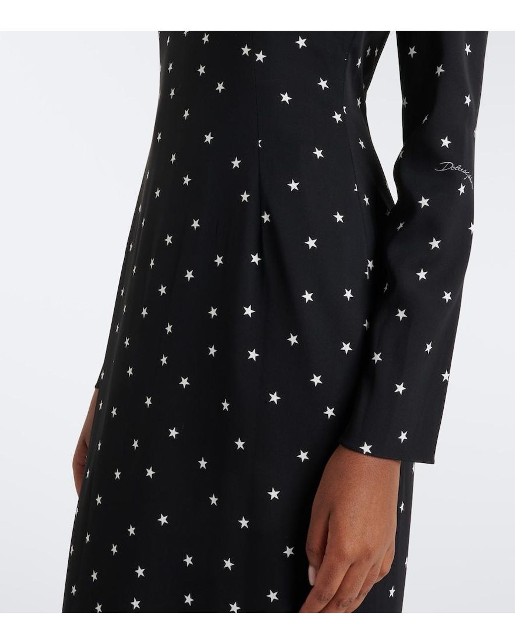 Dolce & Gabbana Black Printed Silk-Blend Midi Dress