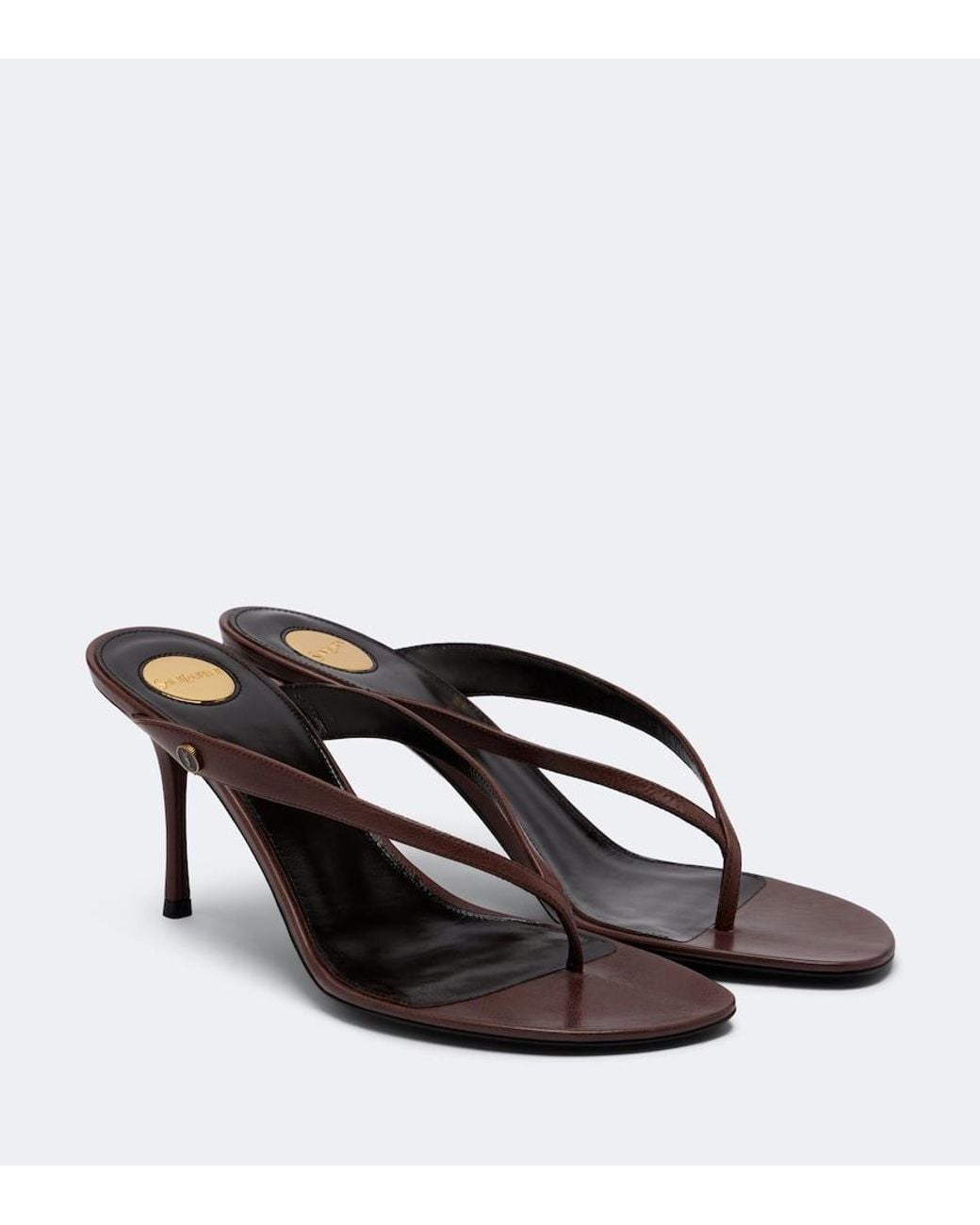 Saint Laurent Black Sue Leather Thong Sandals