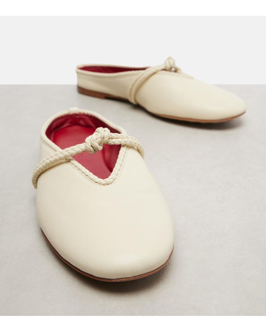 Bottega Veneta White Rosa Intrecciato Leather Mules