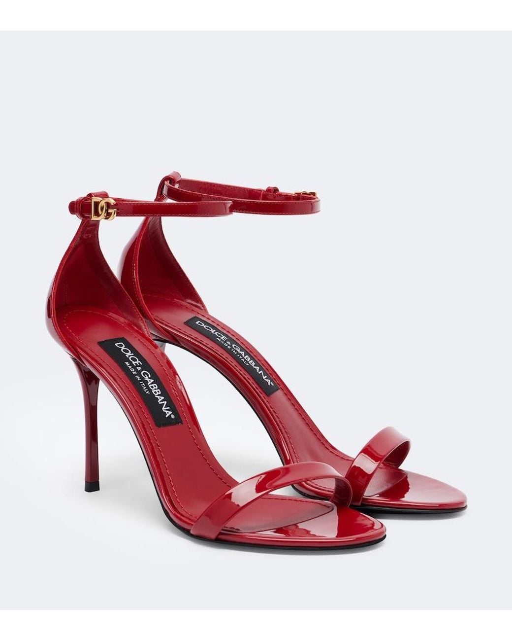Dolce & Gabbana Red Dg Patent Leather Sandals