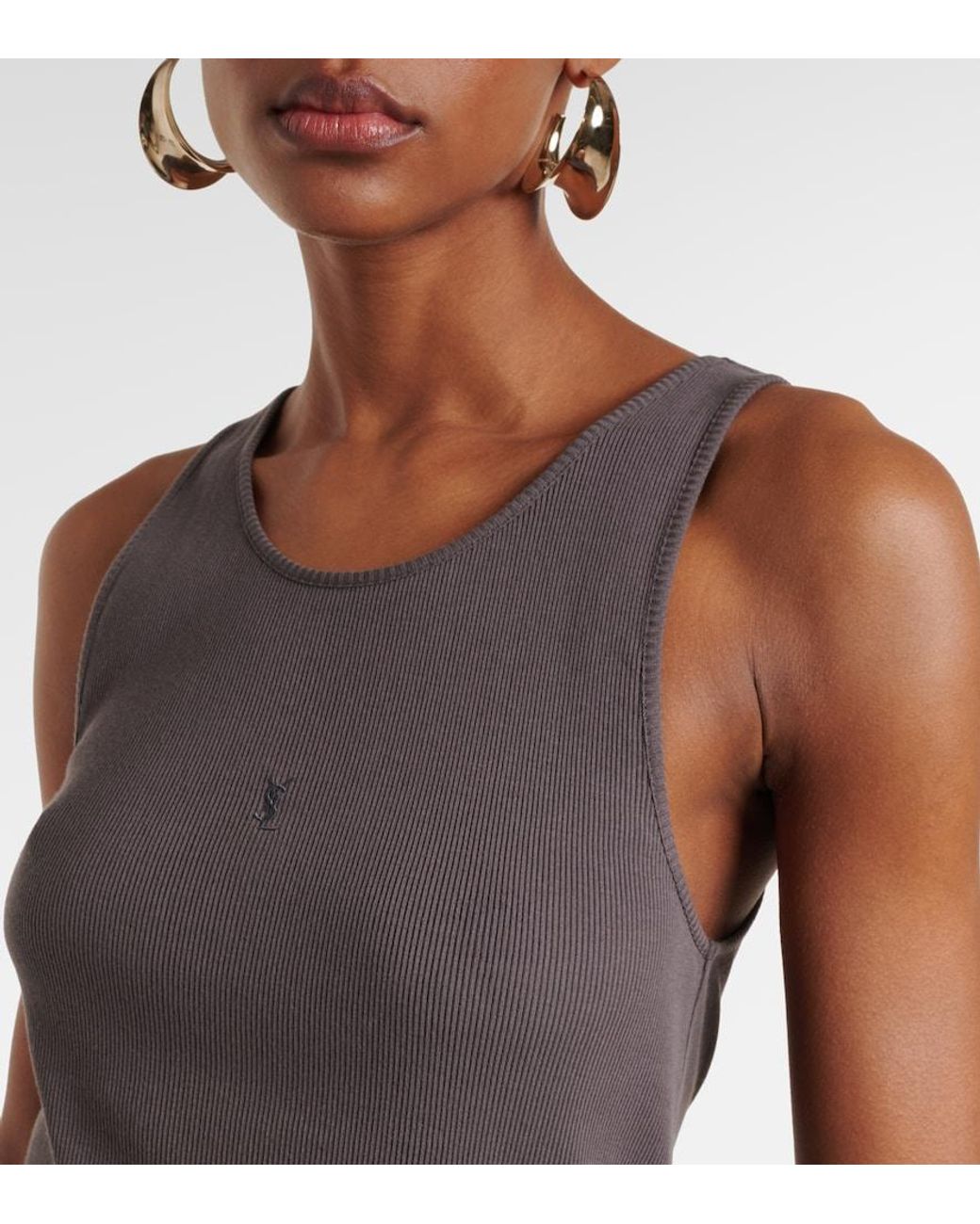 Saint Laurent Gray Cassandre Tank Top